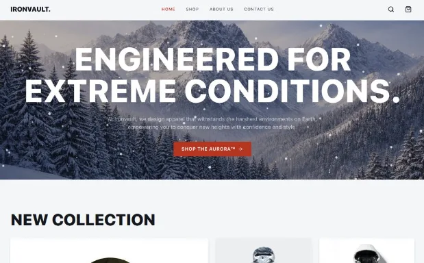 IRONVAULT — Concept E-commerce Launch website preview